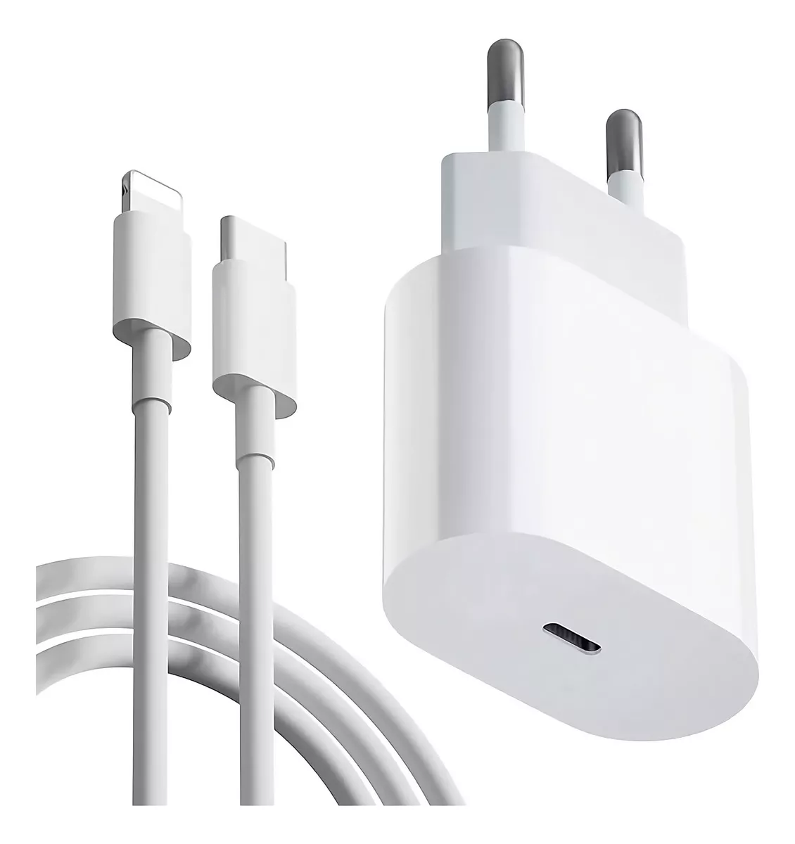 Carregador Usb-c 30w Compatível Com iPhone + Cabo Turbo Usbc Cor Branco