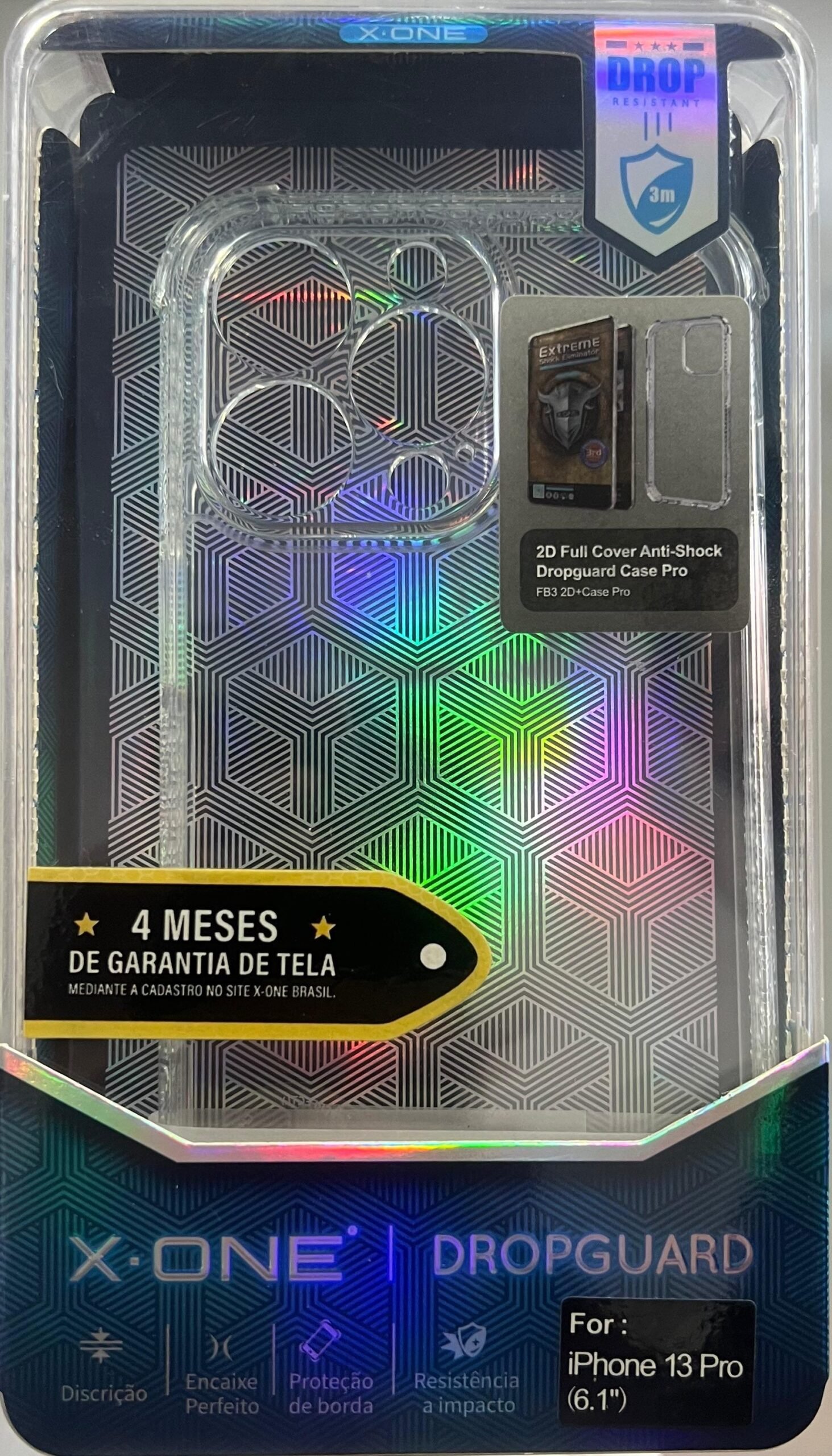 KIT X-ONE Capa Transparente com protetor de aro + Pelicula iPhone 13 Pro e Pro Max