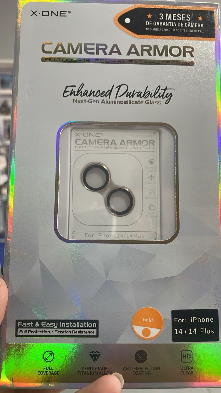 Película de Camera Armor Gold para Iphone 14 e 14 Plus  X-One